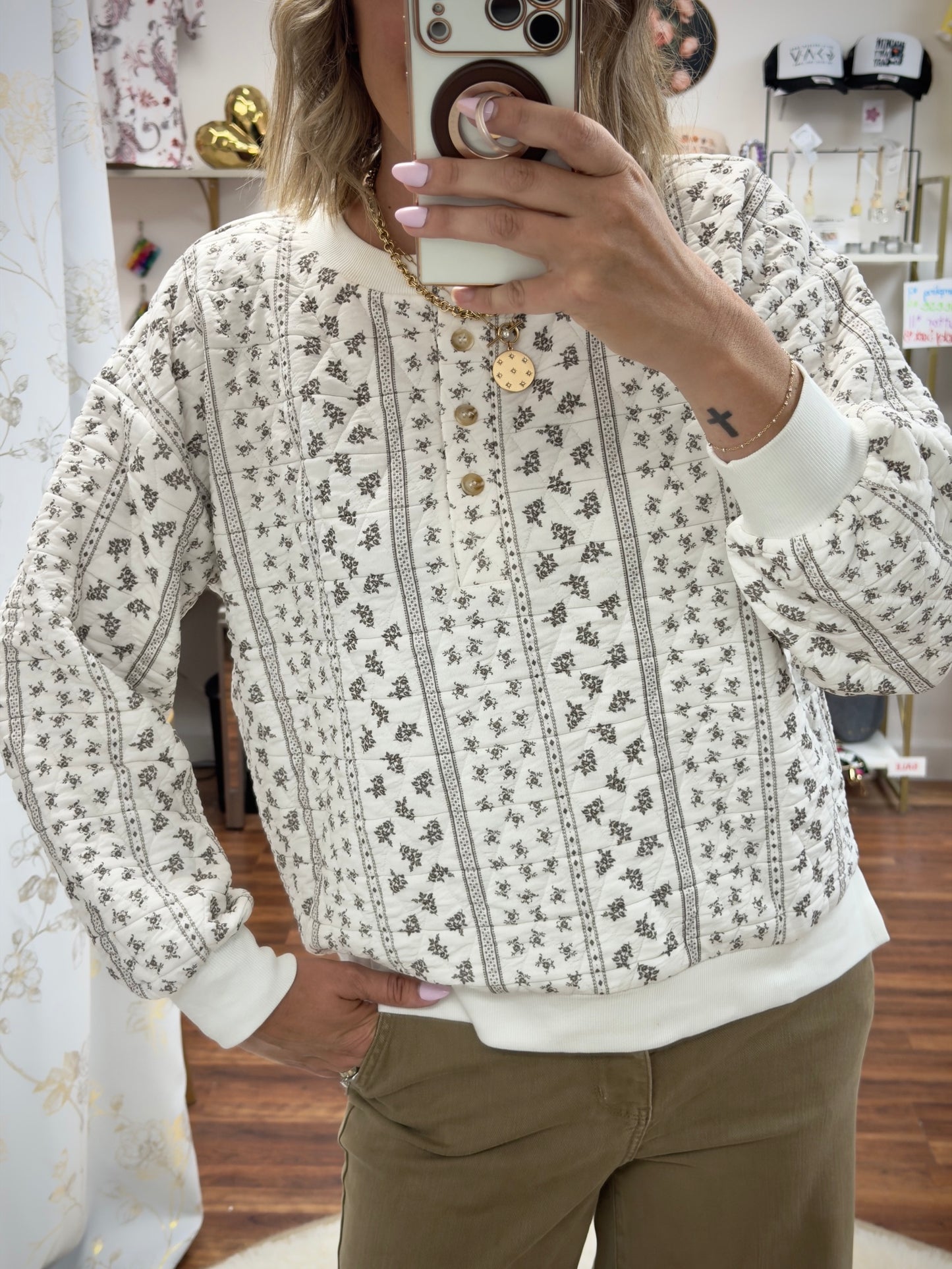 Quilted Floral Top