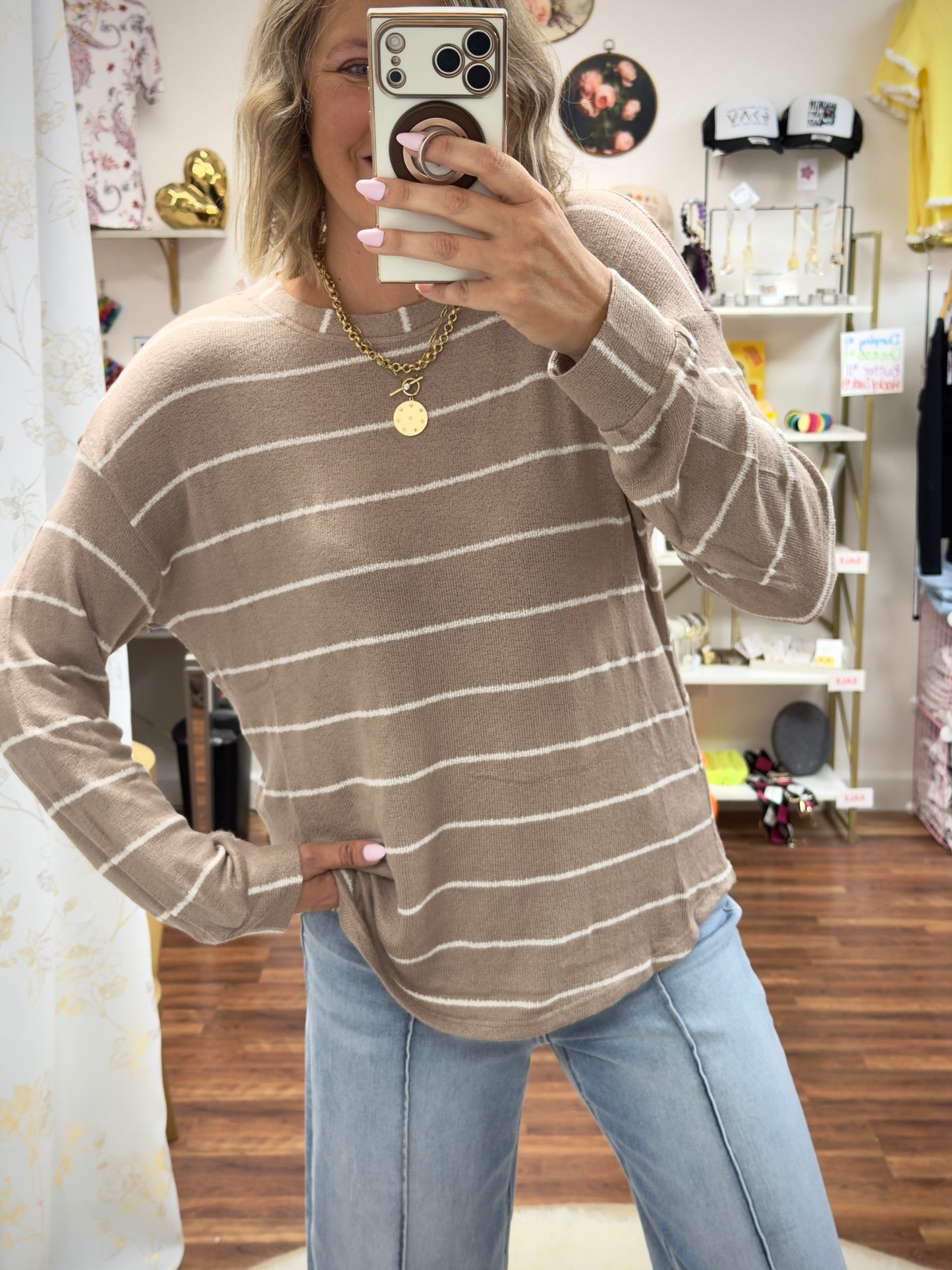 Mocha Striped Top