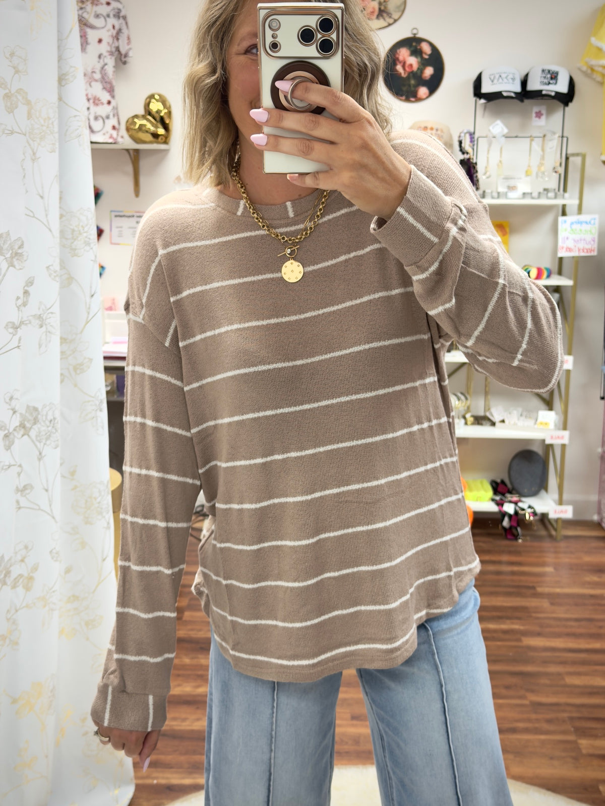 Mocha Striped Top