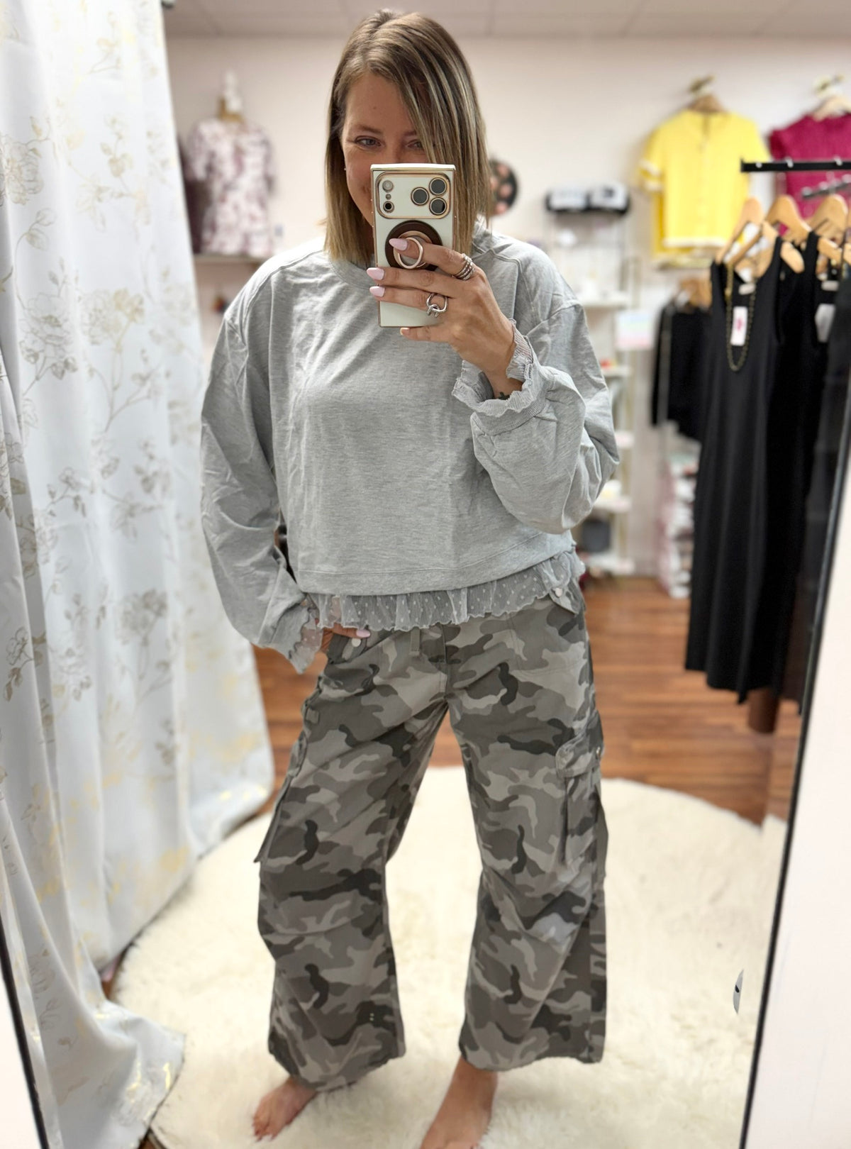 Lace Ruffle Sweatshirt