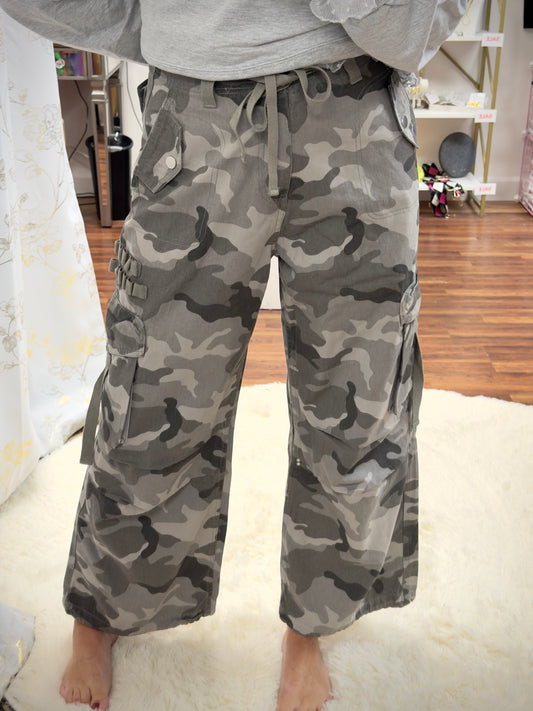 Gray Came Cargo Pants