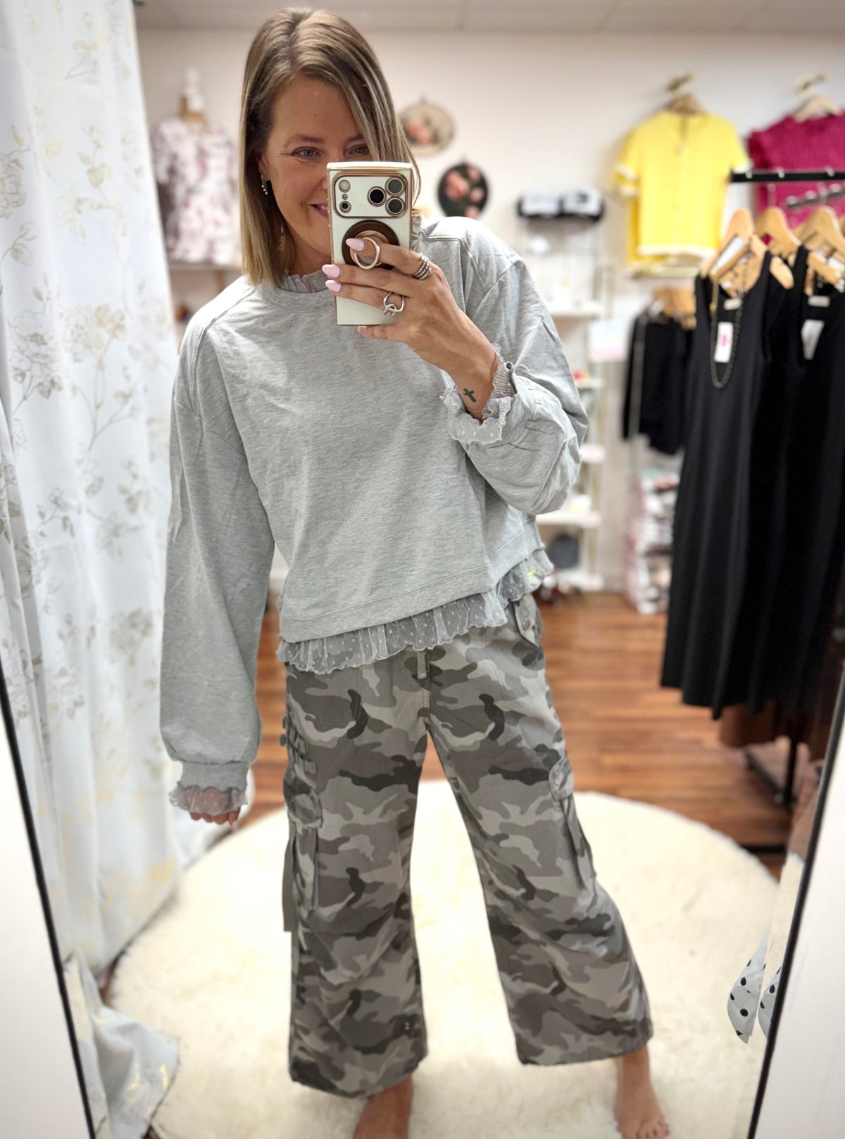 Lace Ruffle Sweatshirt