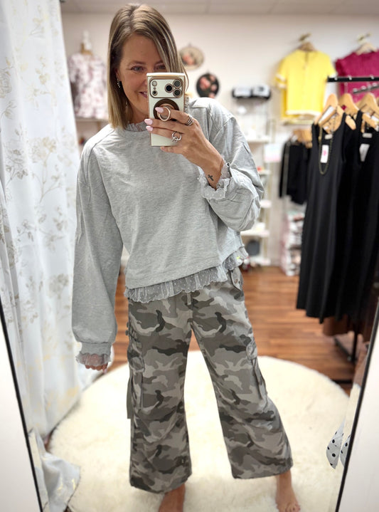 Gray Came Cargo Pants