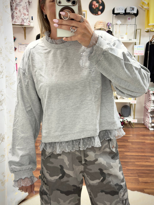 Lace Ruffle Sweatshirt