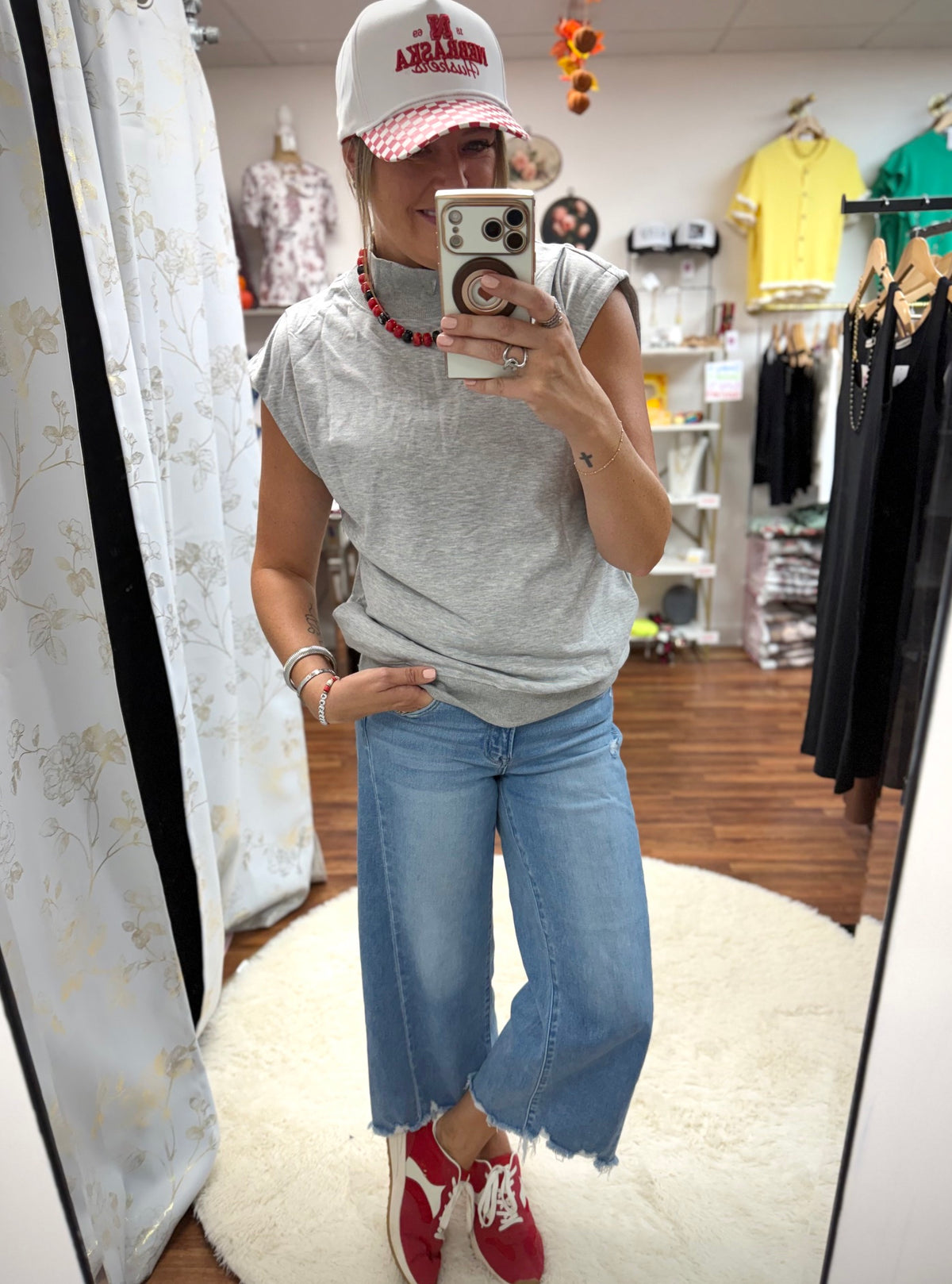 Gray High Neck Top
