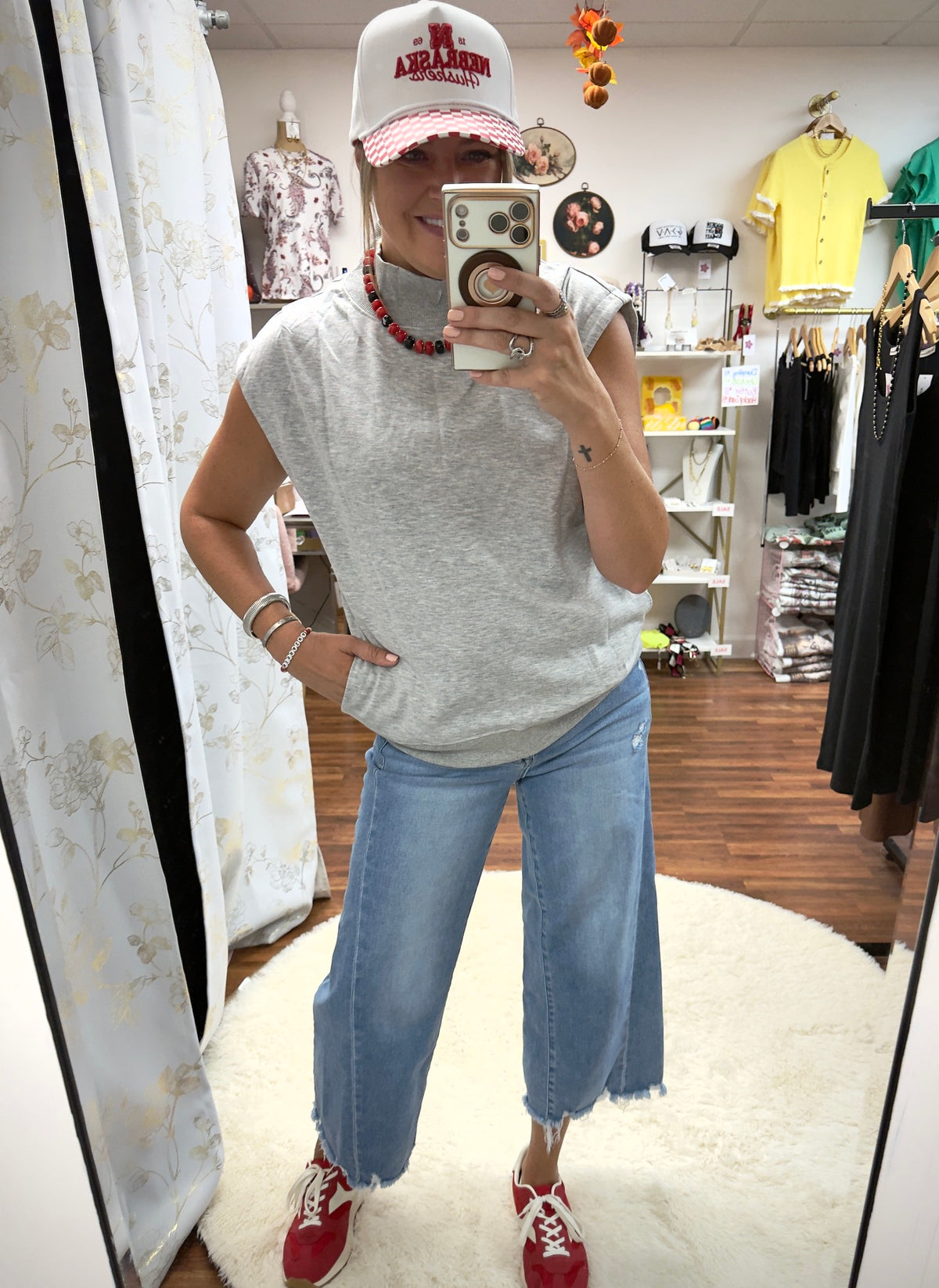 Gray High Neck Top