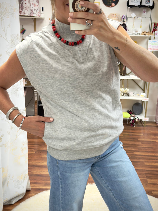Gray High Neck Top