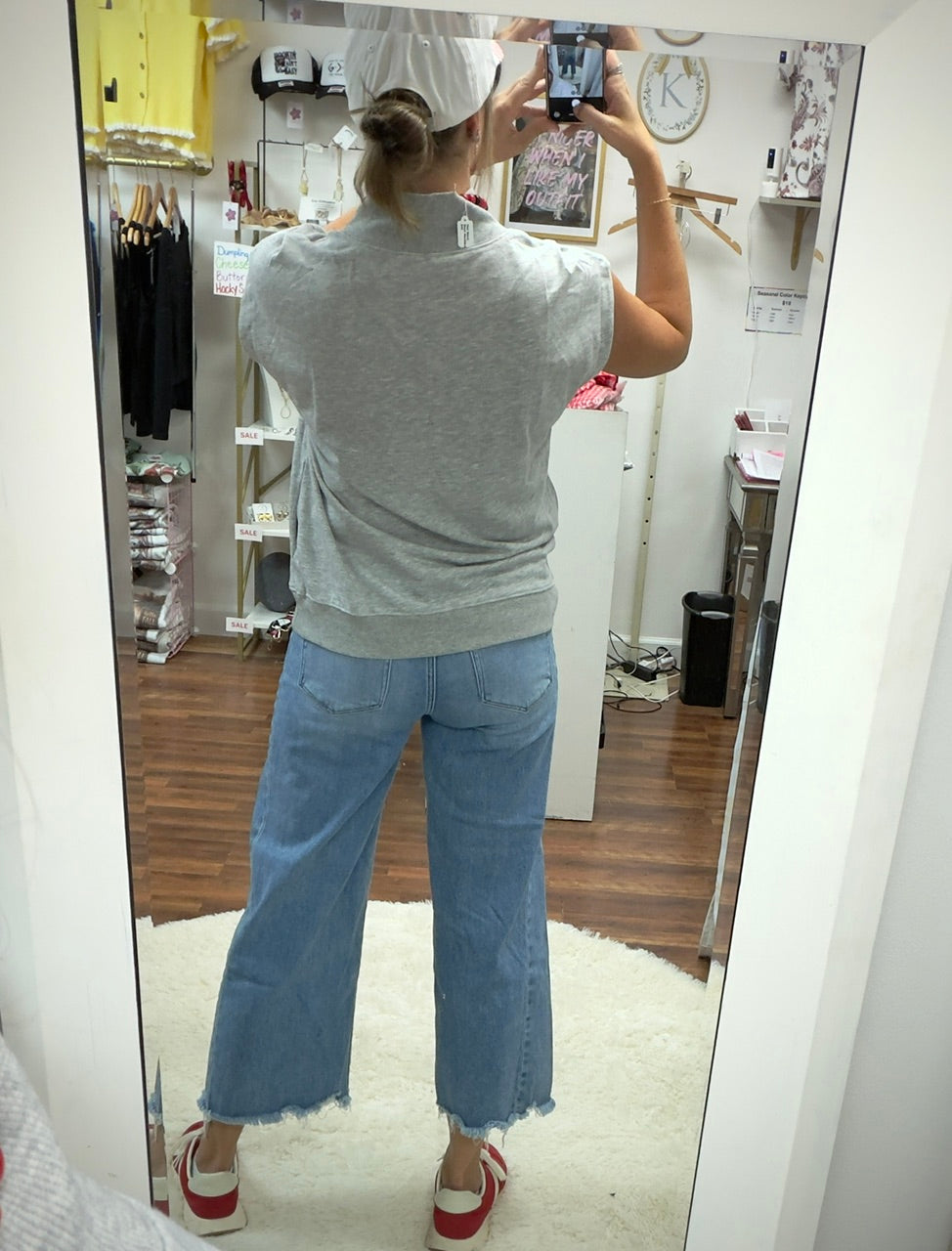 Gray High Neck Top