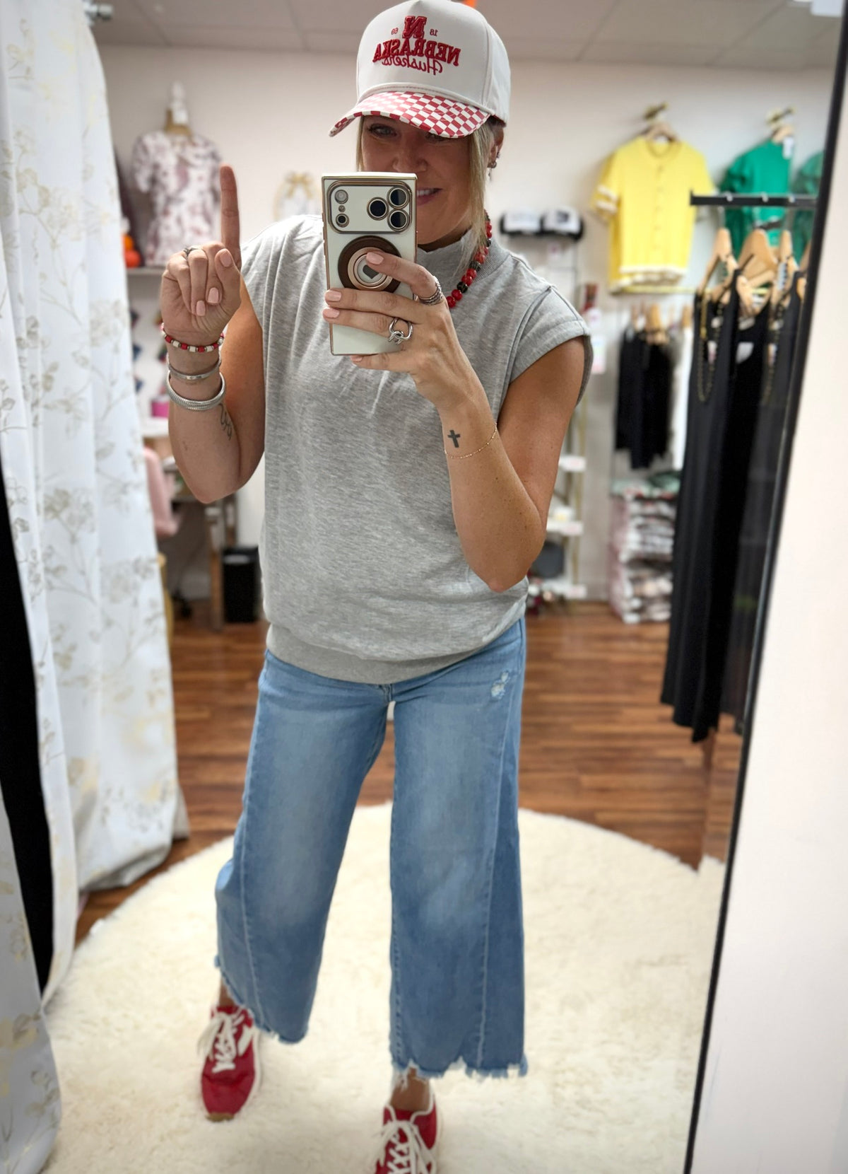 Gray High Neck Top
