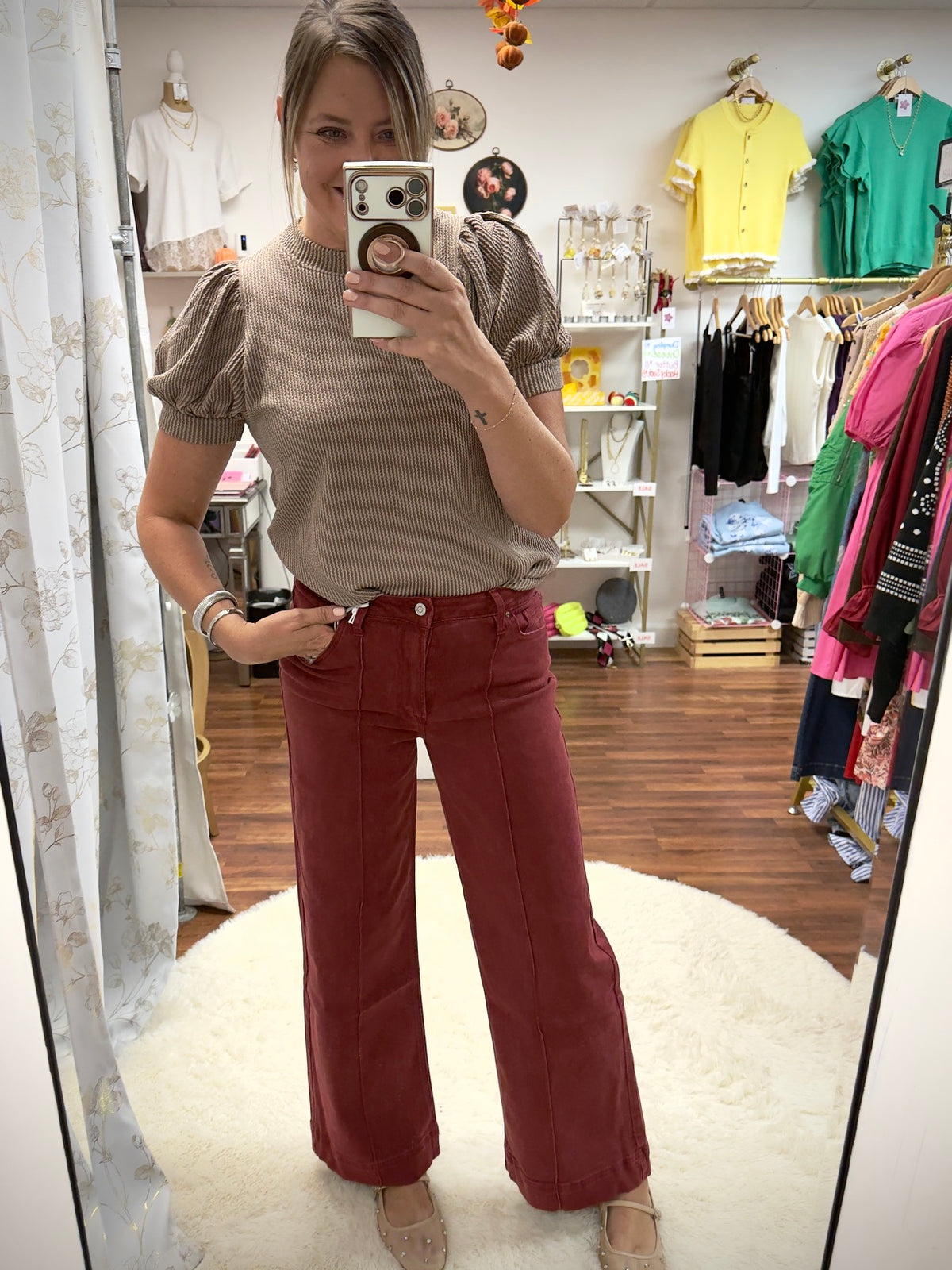 Mocha Puff Sleeve Top