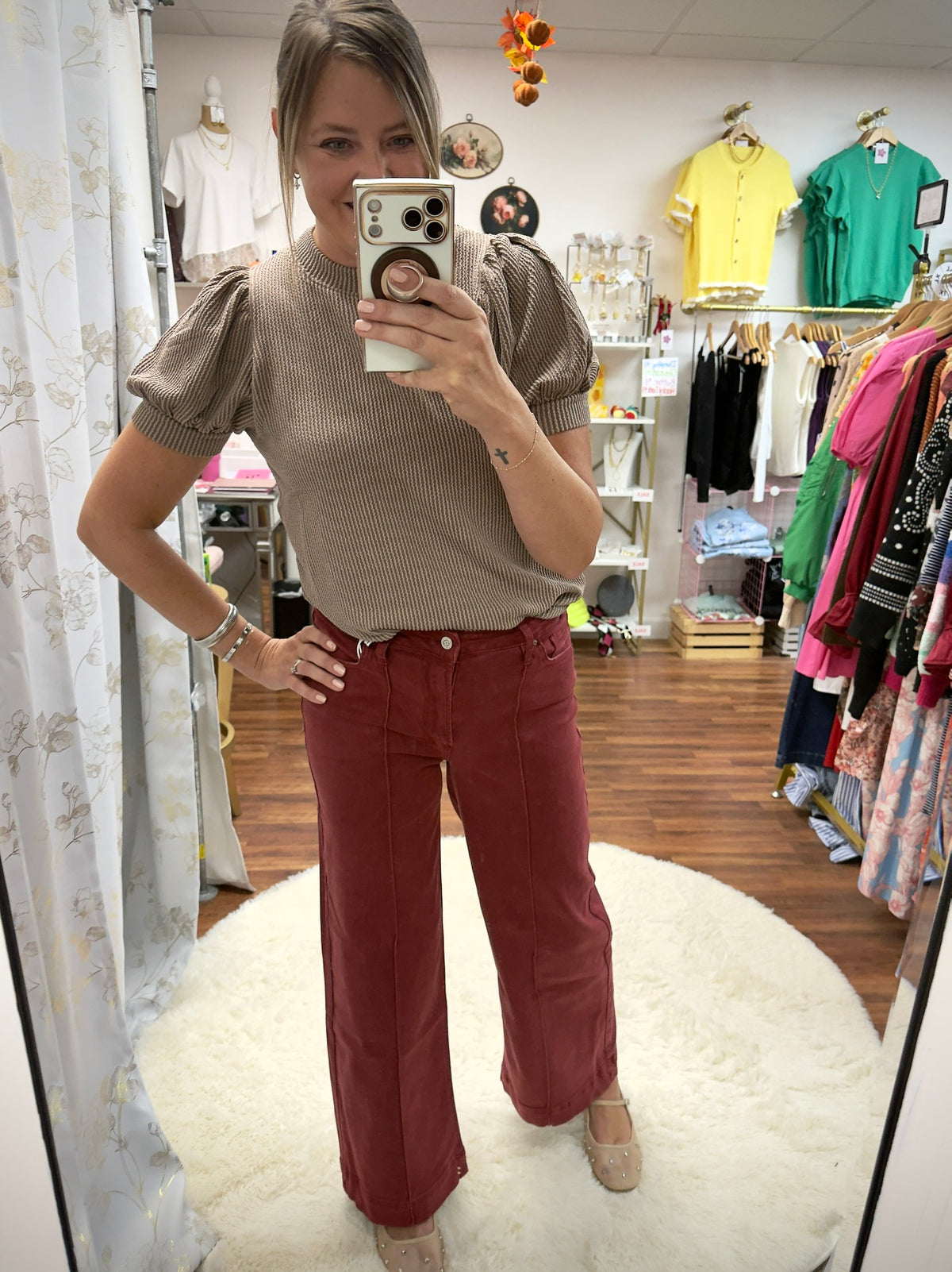 Mocha Puff Sleeve Top