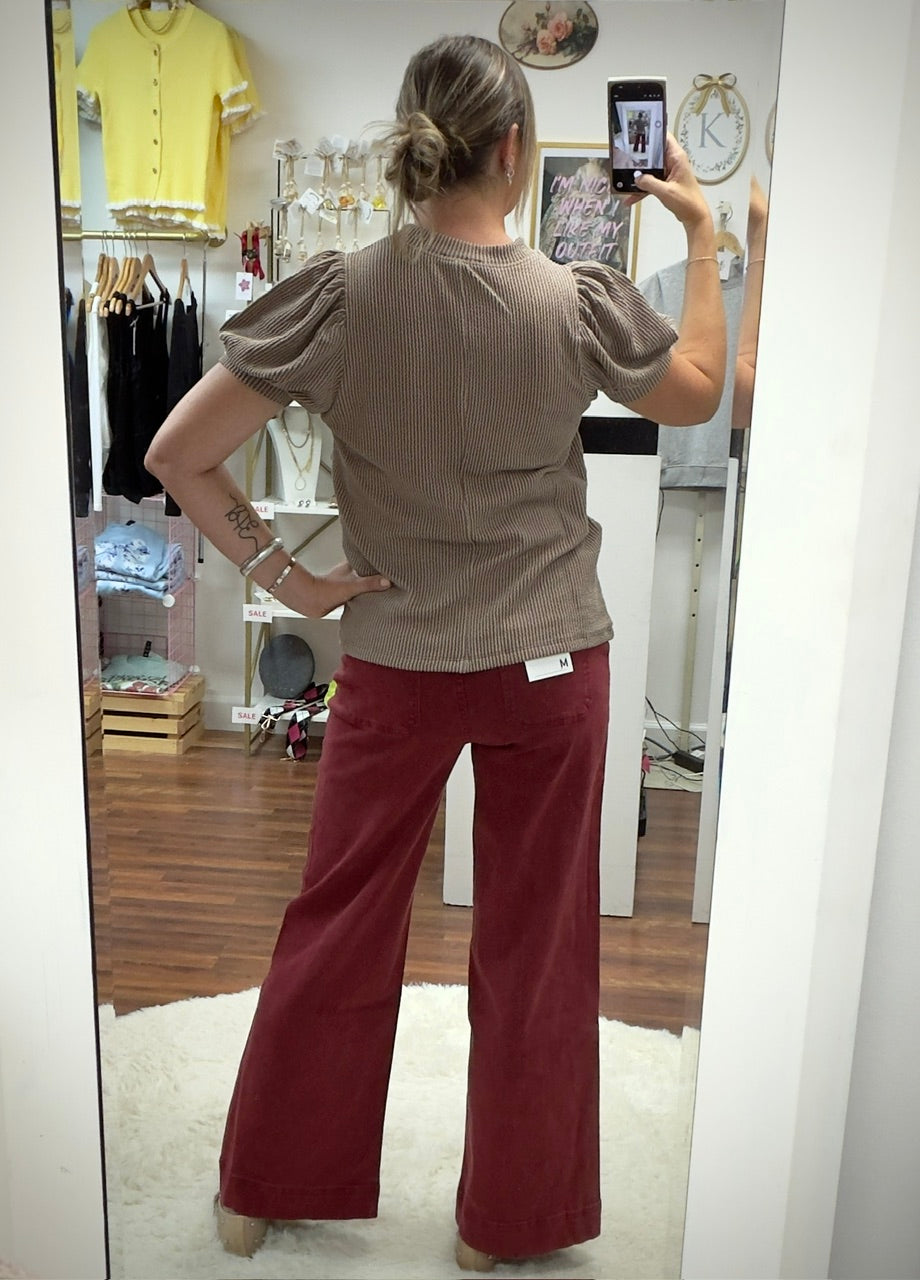 Mocha Puff Sleeve Top