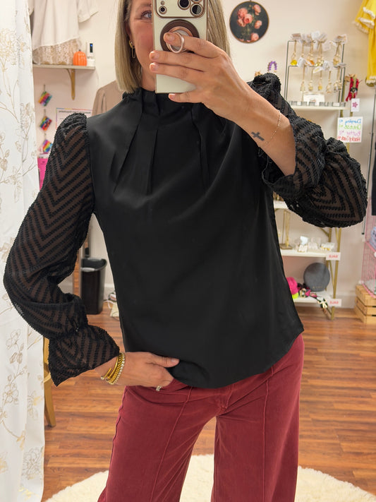 Black Mock Neck Top