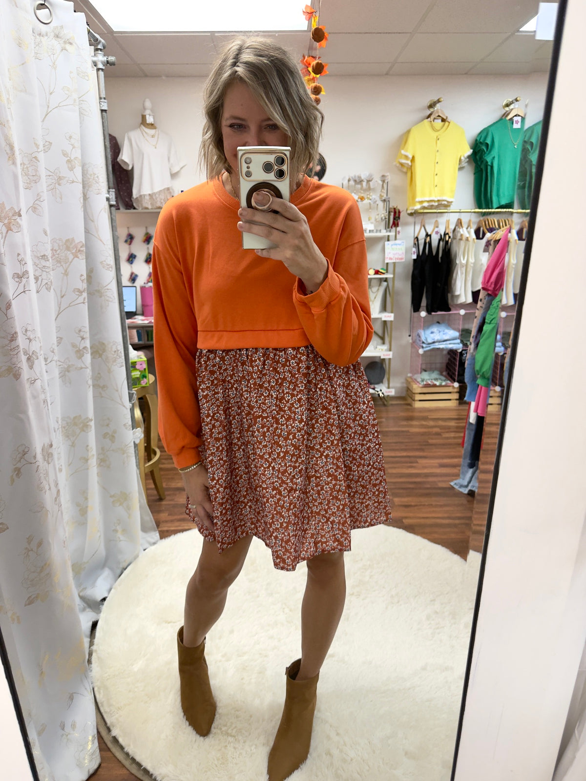 Patch Work Floral Mini Dress