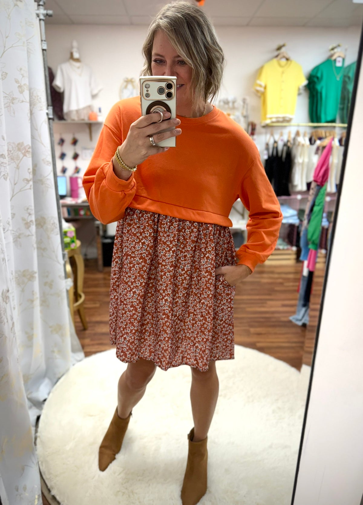 Patch Work Floral Mini Dress