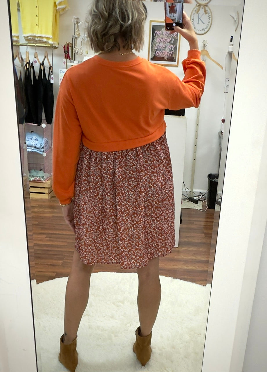 Patch Work Floral Mini Dress