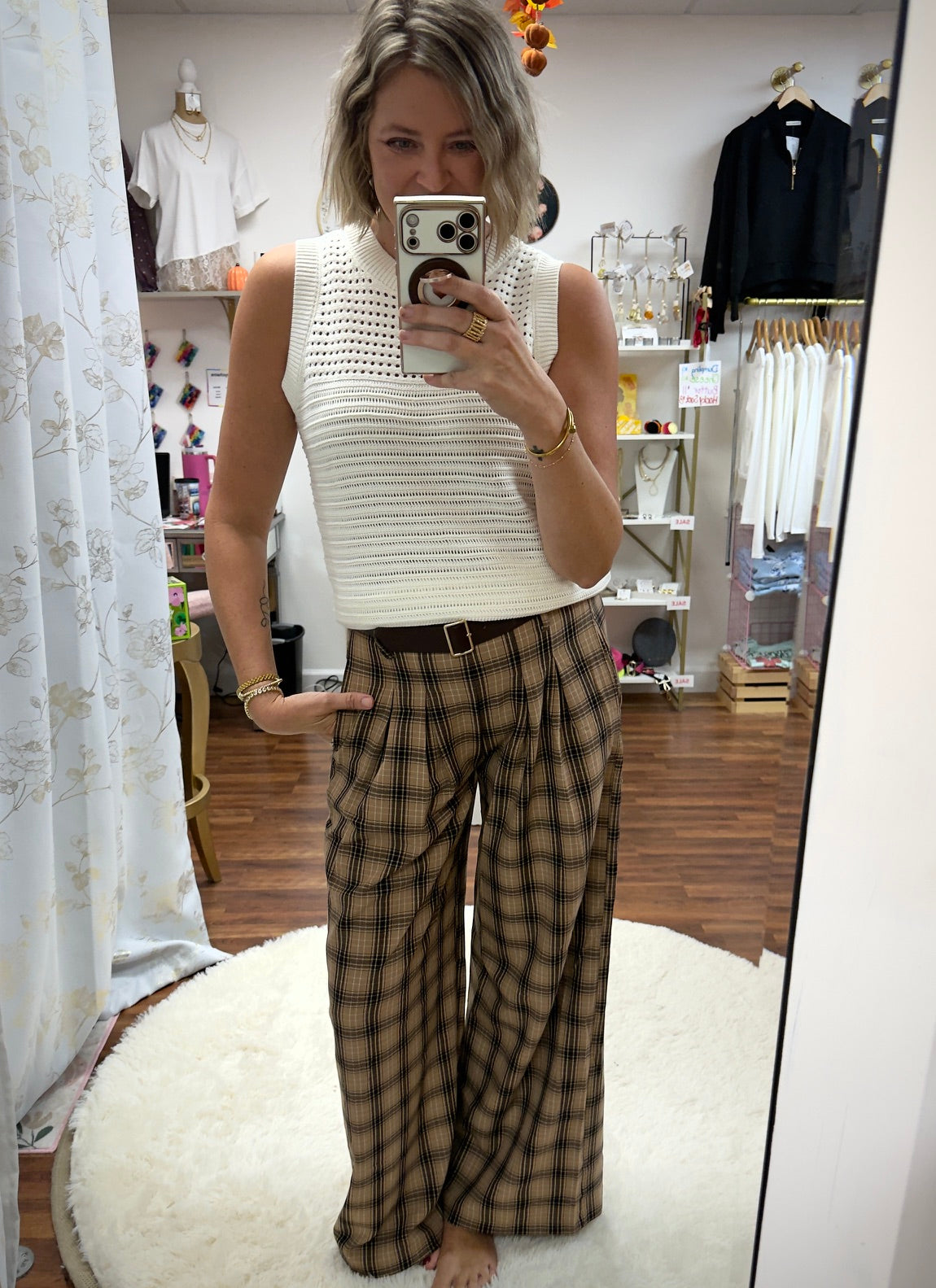 Pleated Belted Pants