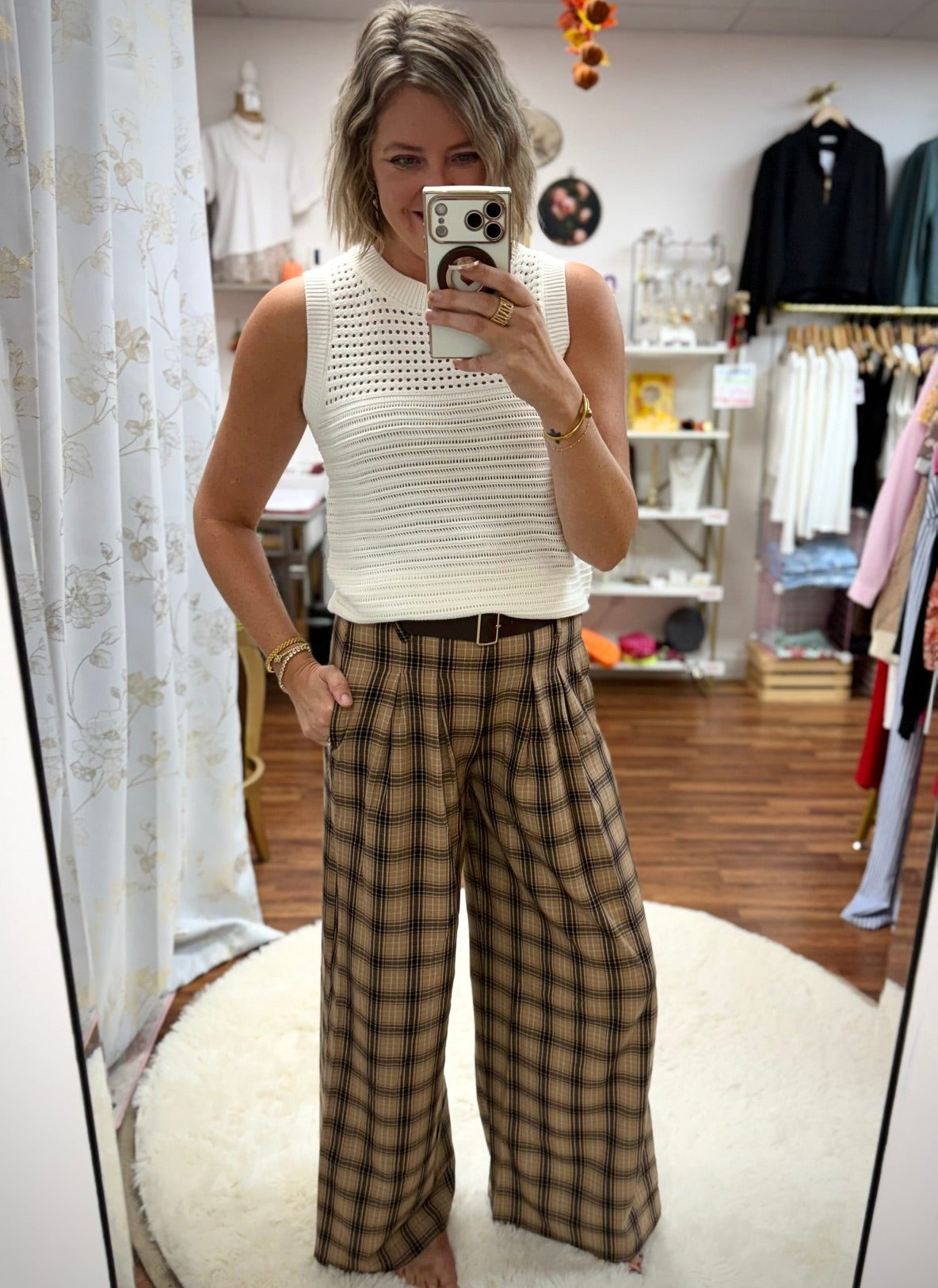 Pleated Belted Pants