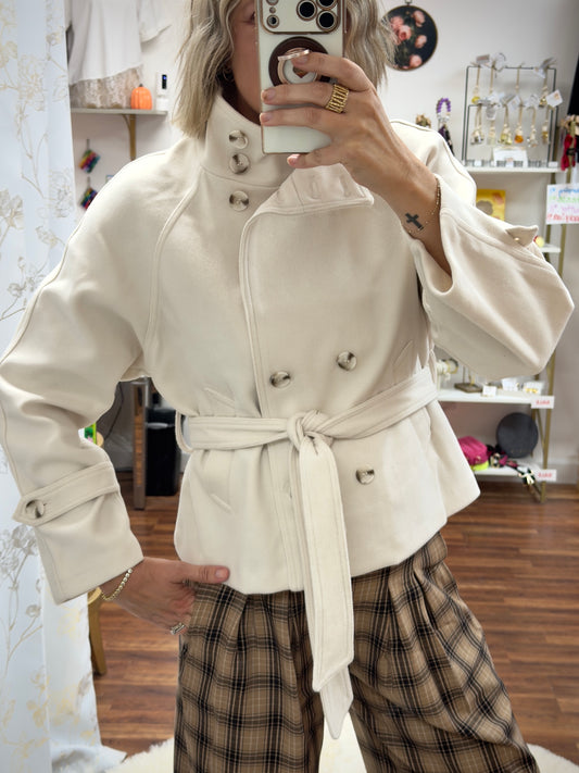 Ivory Felt Crop Jacket