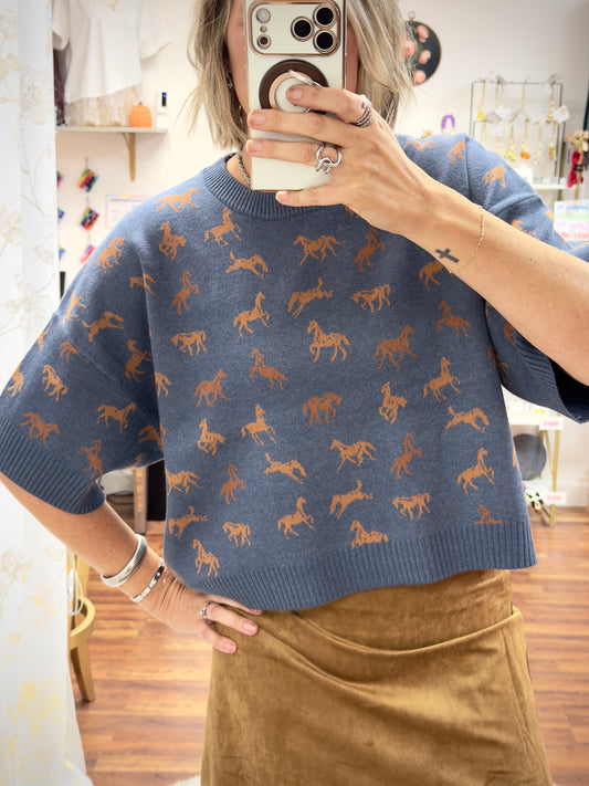 Crop Horse Sweater