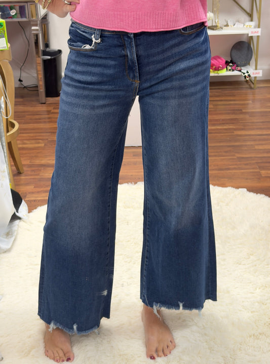 Raw Hem Wide Leg Jean