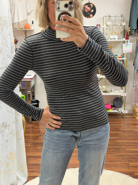 Black White Mock Neck Top