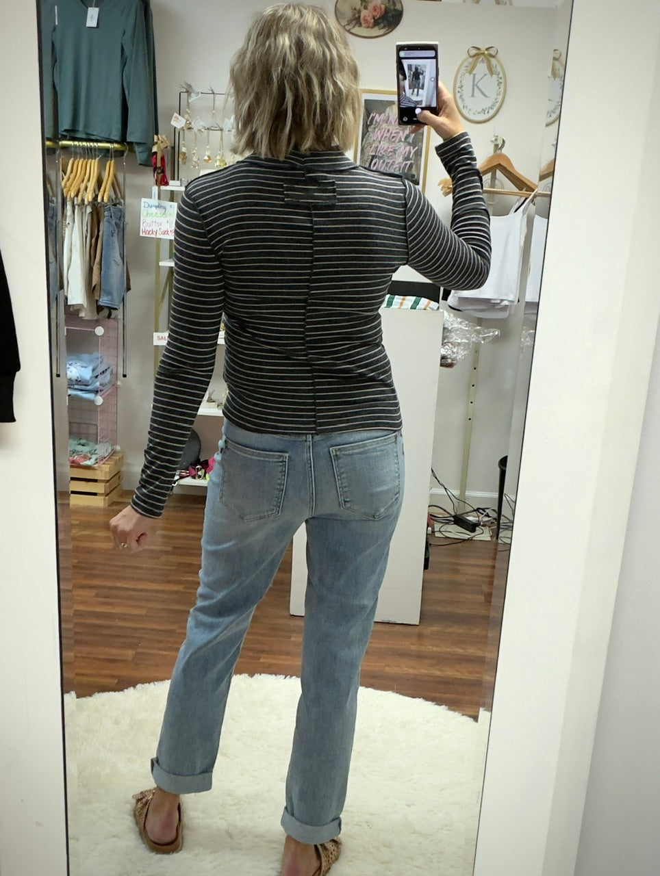 Black White Mock Neck Top