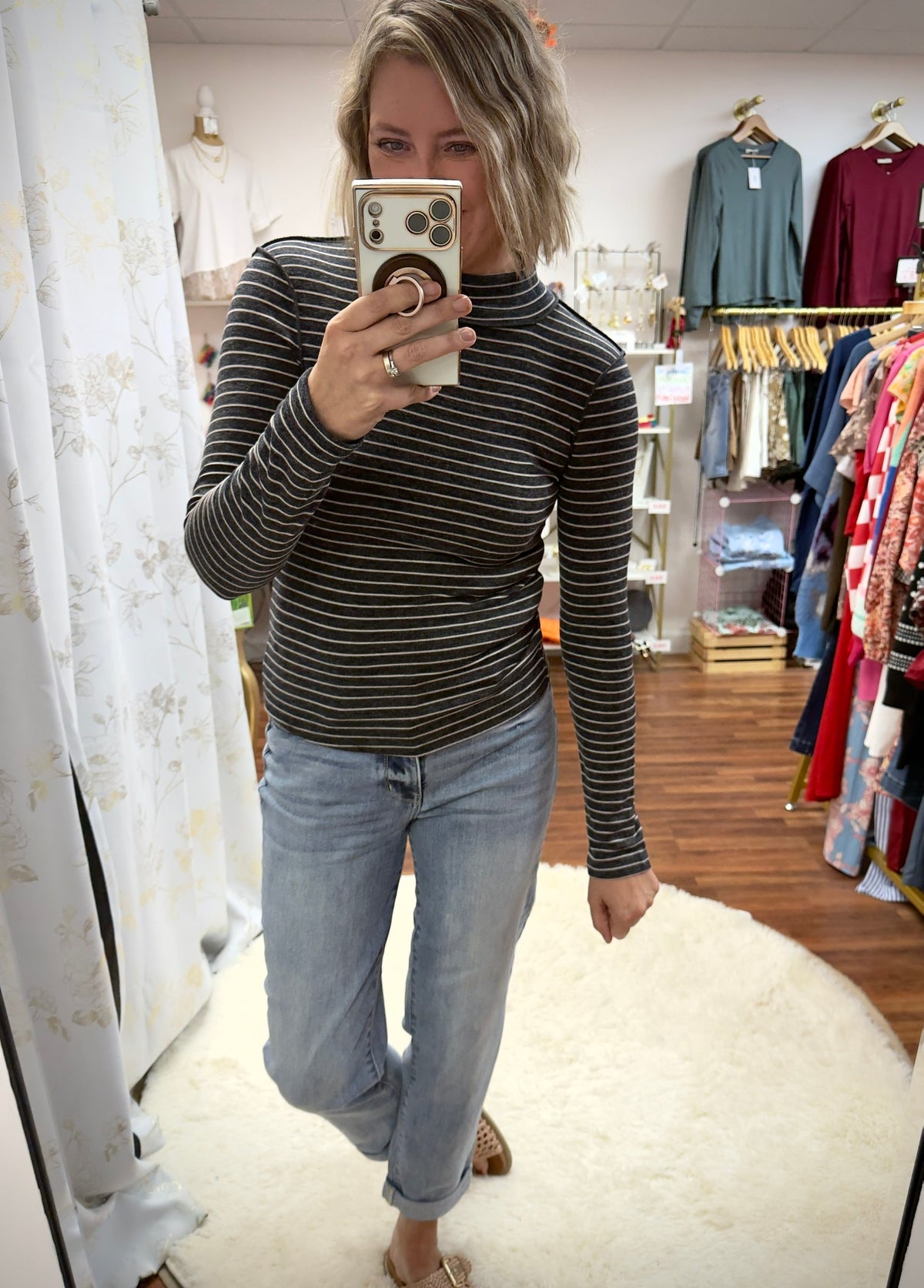 Black White Mock Neck Top