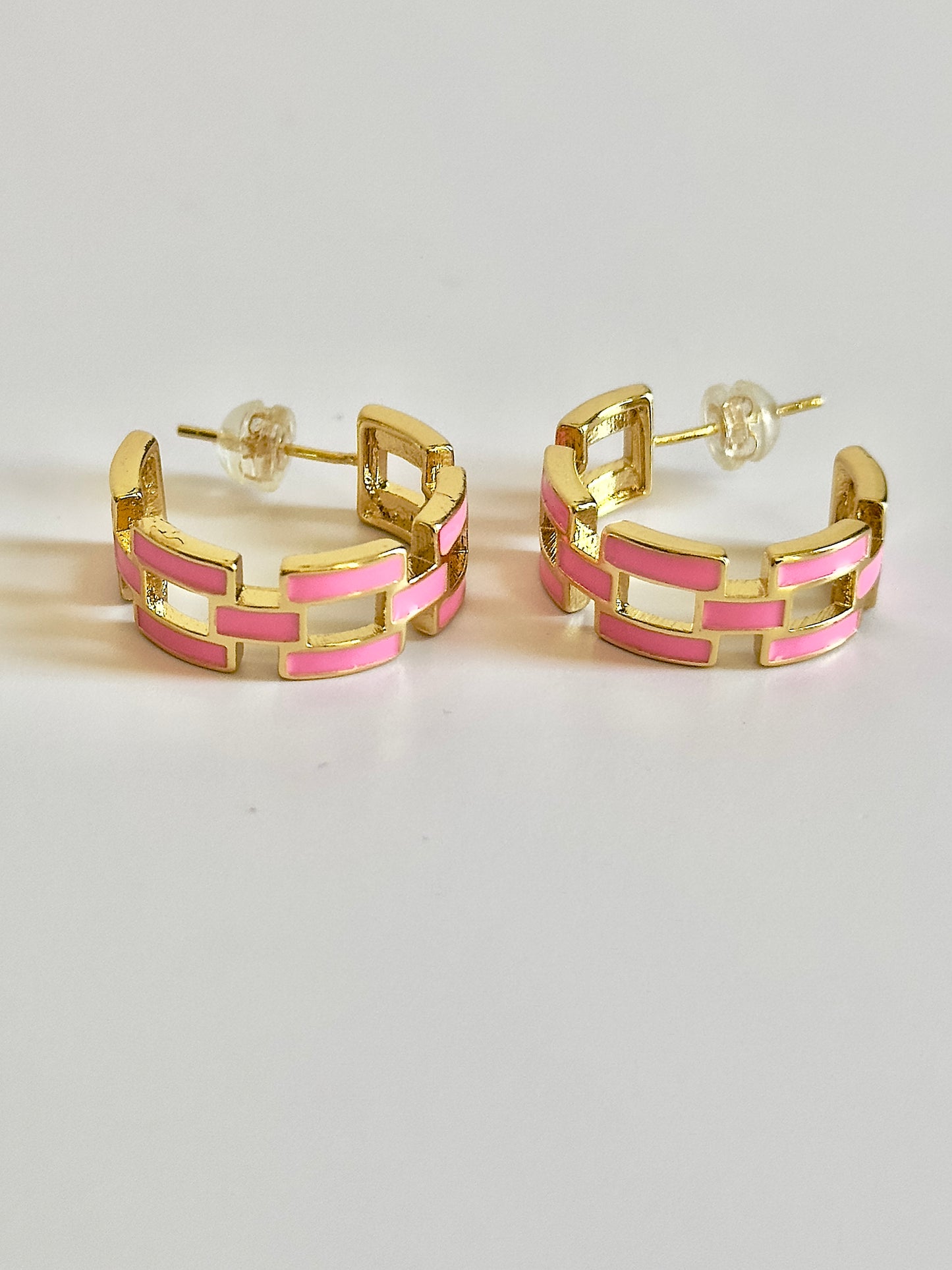 Pink and Gold Acrylic Hoops
