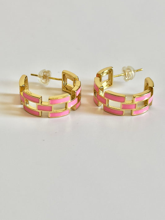 Pink and Gold Acrylic Hoops