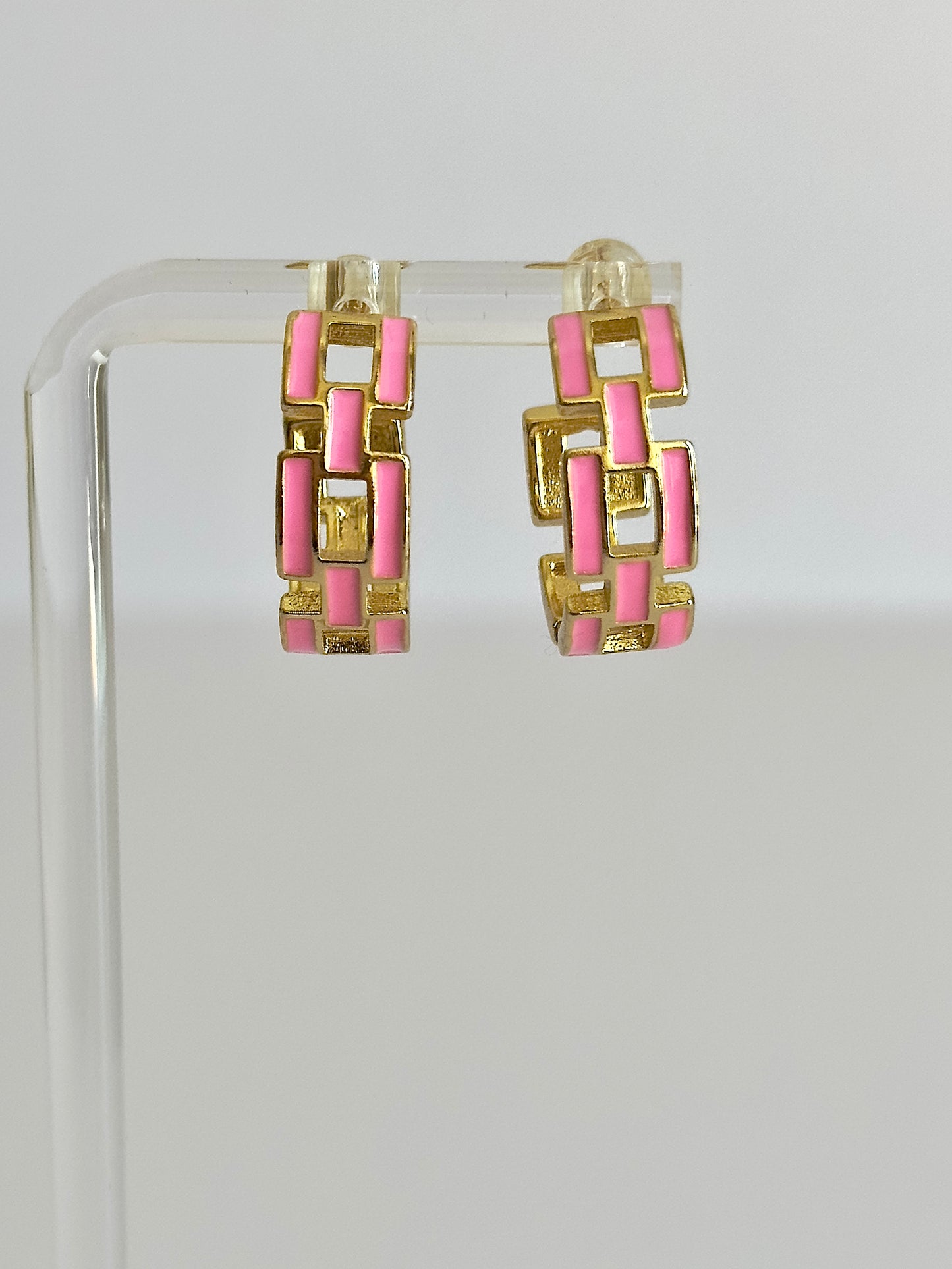 Pink and Gold Acrylic Hoops