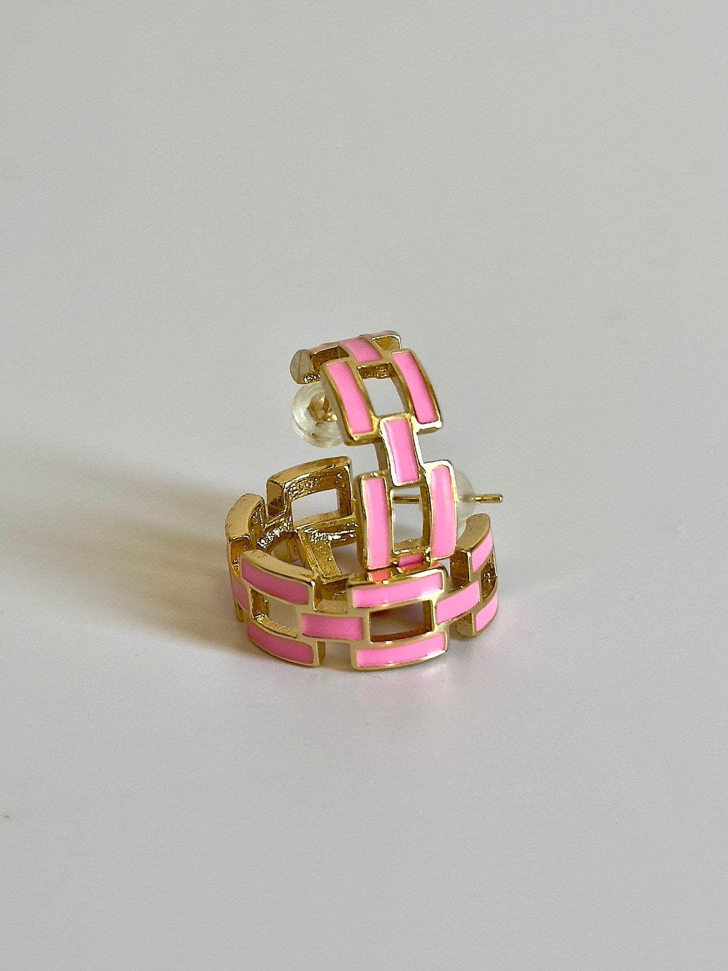 Pink and Gold Acrylic Hoops
