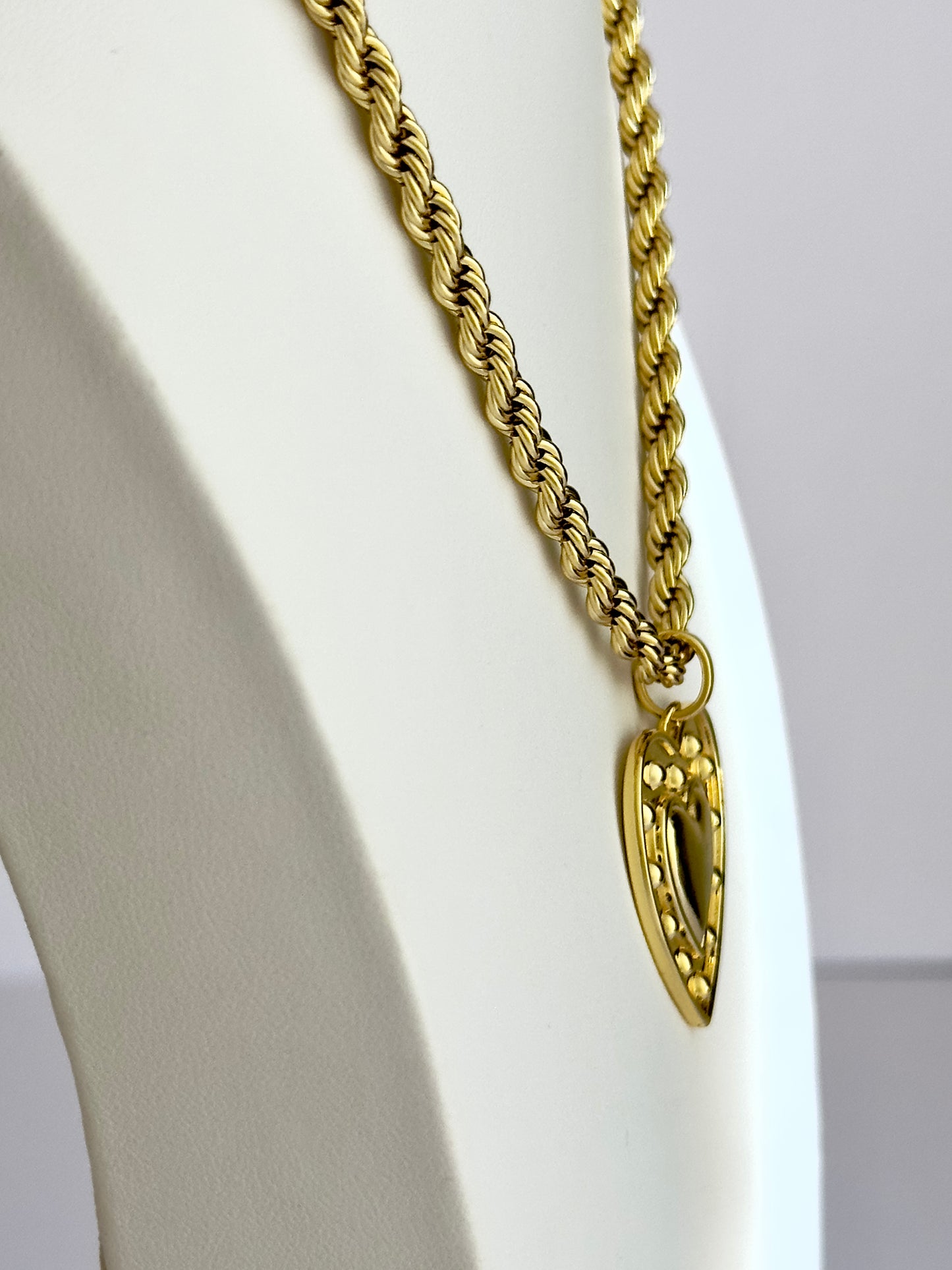 Studded Gold Heart Necklace