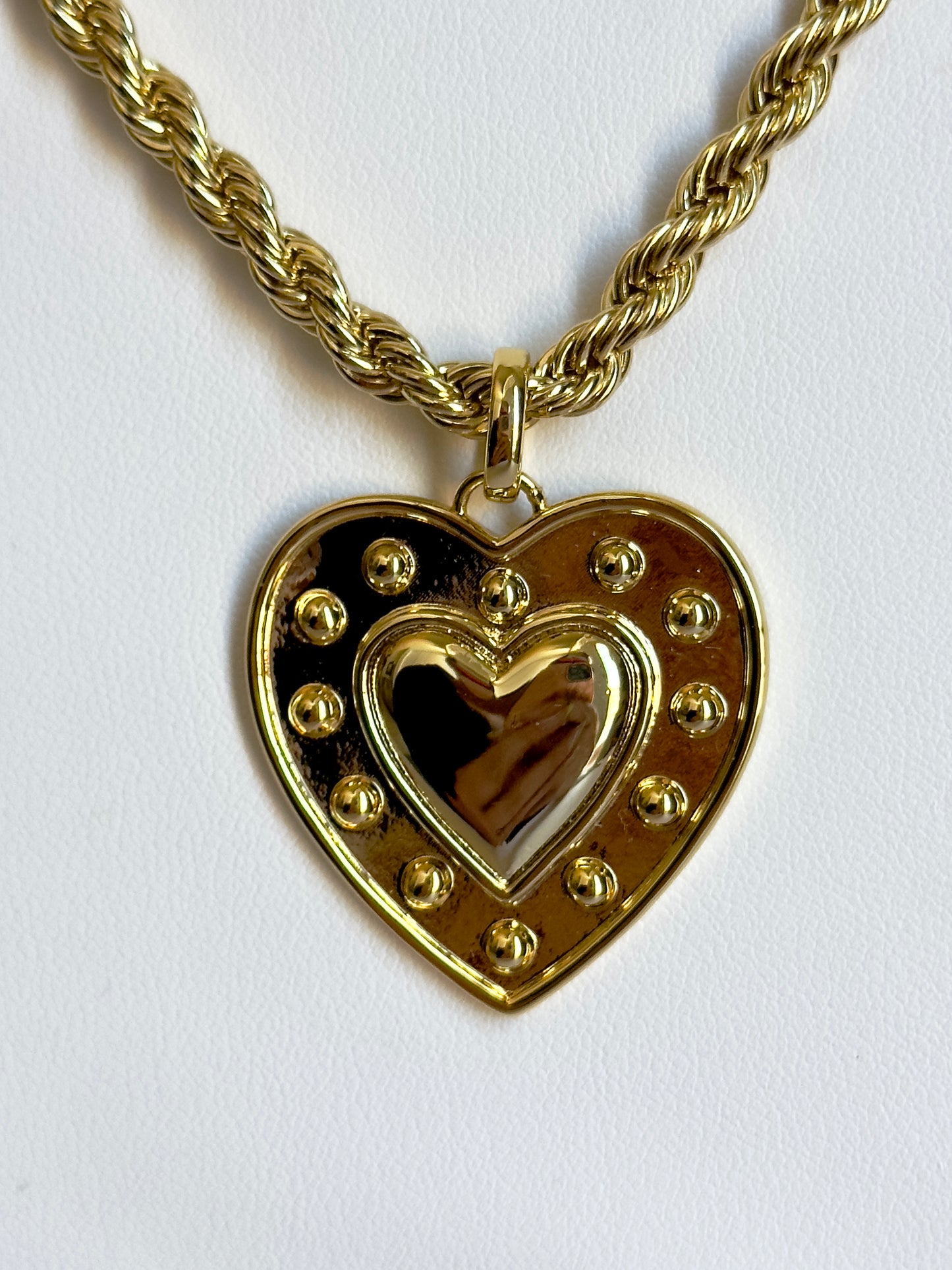 Studded Gold Heart Necklace