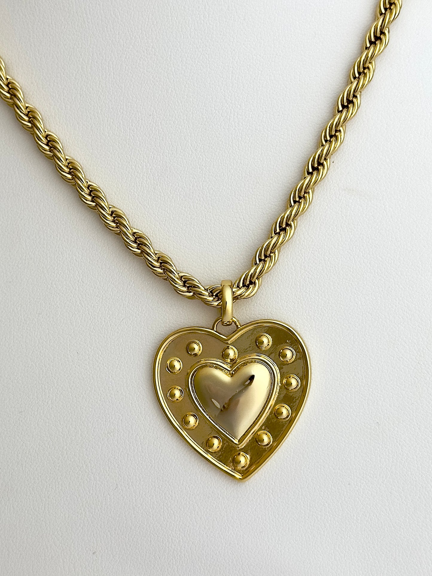Studded Gold Heart Necklace
