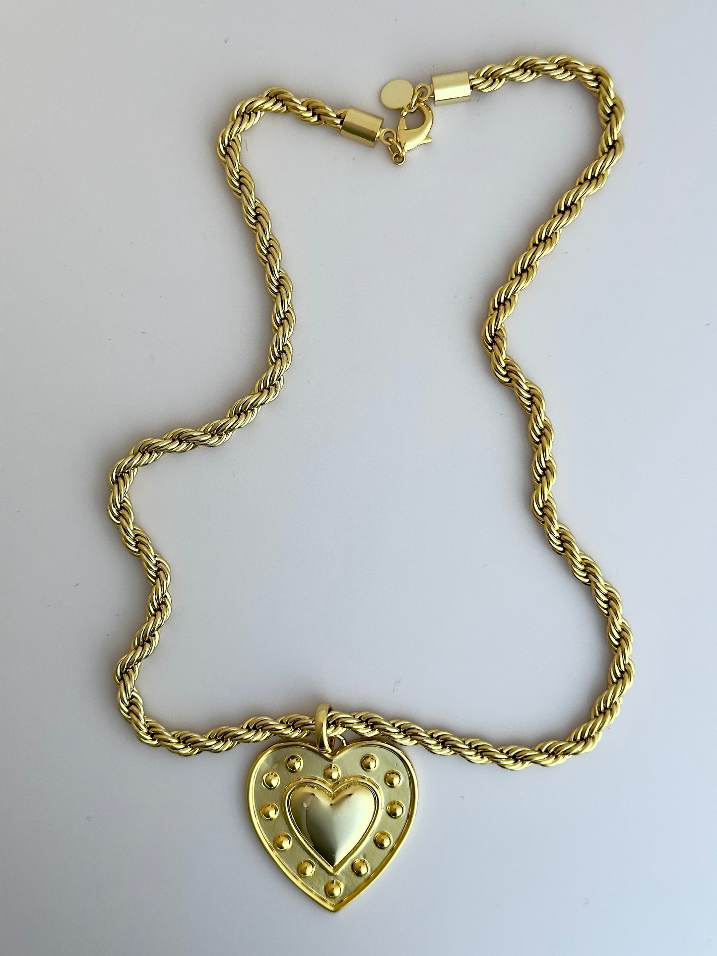 Studded Gold Heart Necklace