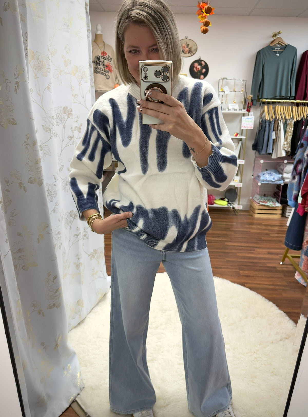 Blue Graffiti Sweater
