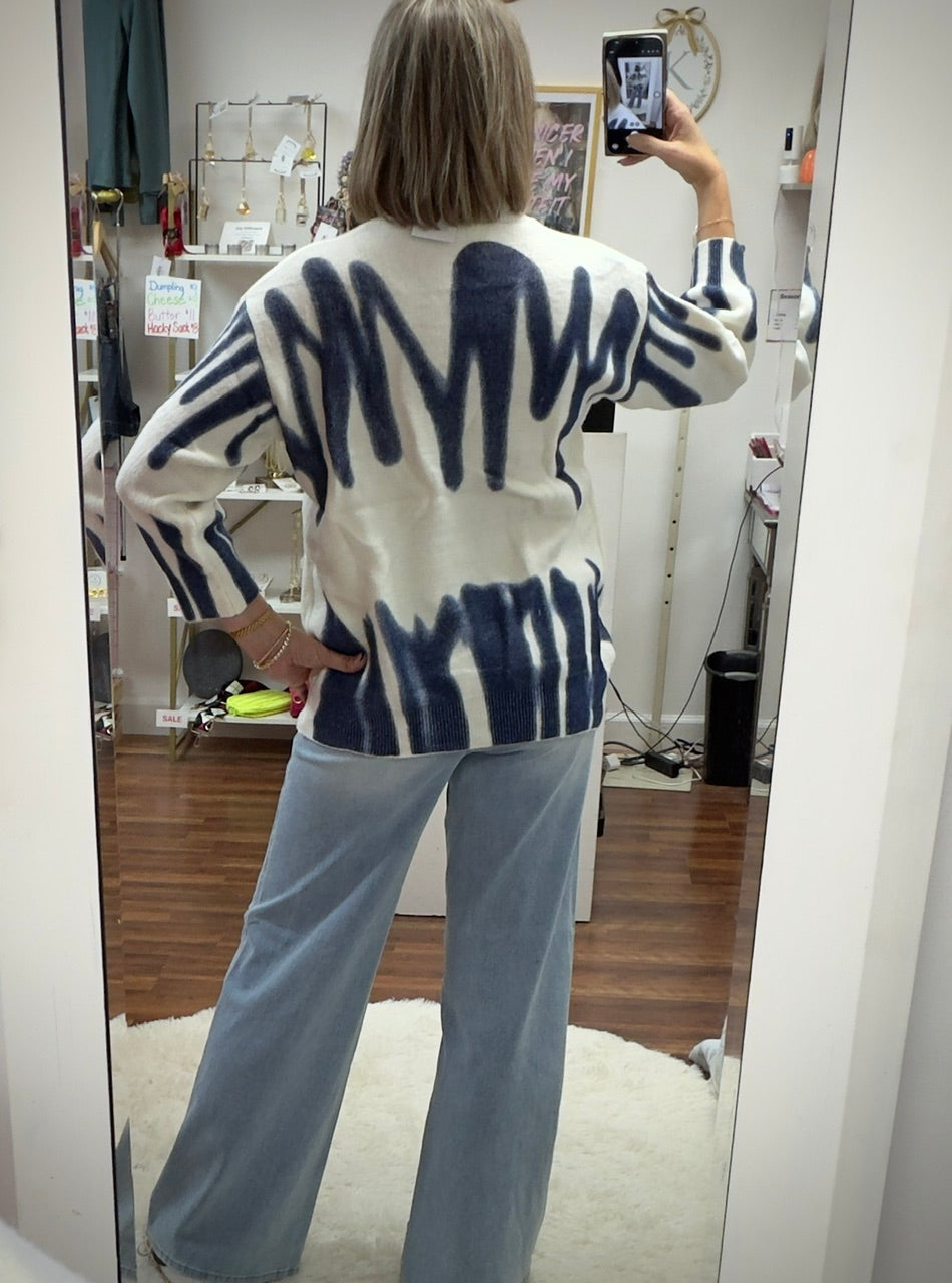 Blue Graffiti Sweater