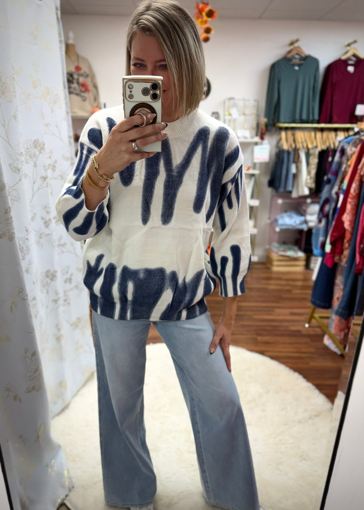 Blue Graffiti Sweater