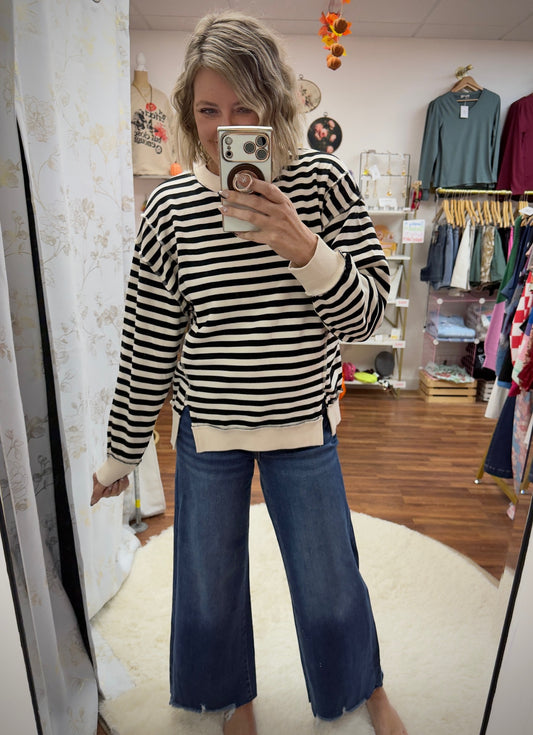Stripe Fleece Sweatshirt