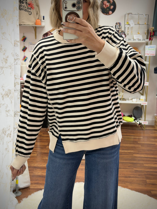 Stripe Fleece Sweatshirt