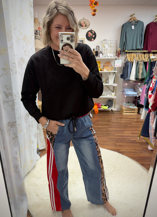 Leopard Side Stripe Jeans