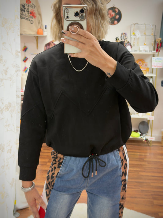 Zig Zag Drawstring Sweatshirt