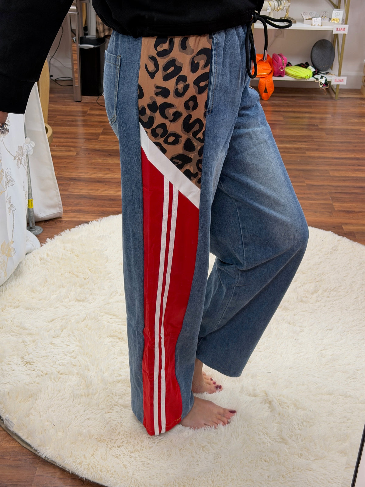 Leopard Side Stripe Jeans