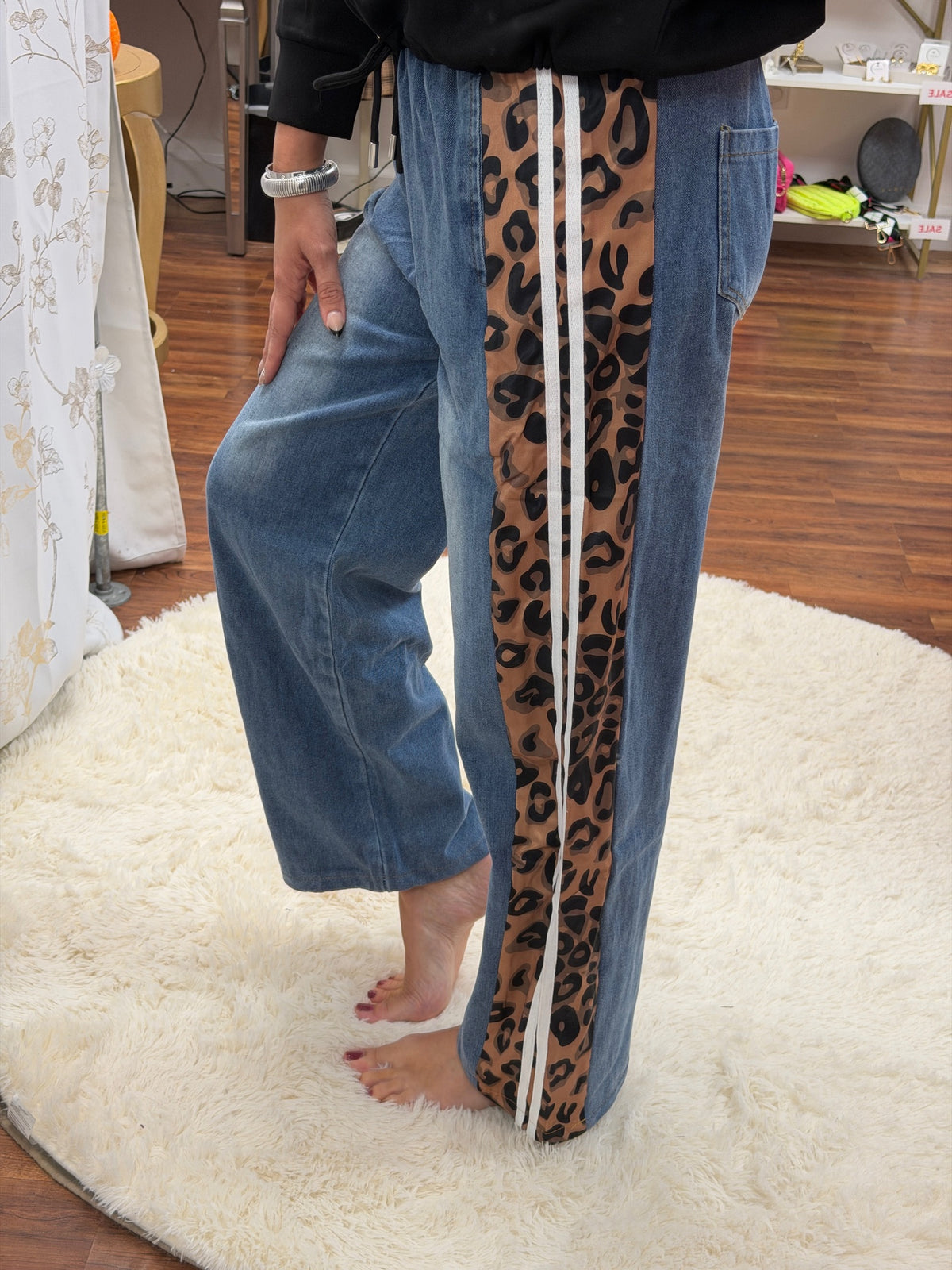 Leopard Side Stripe Jeans