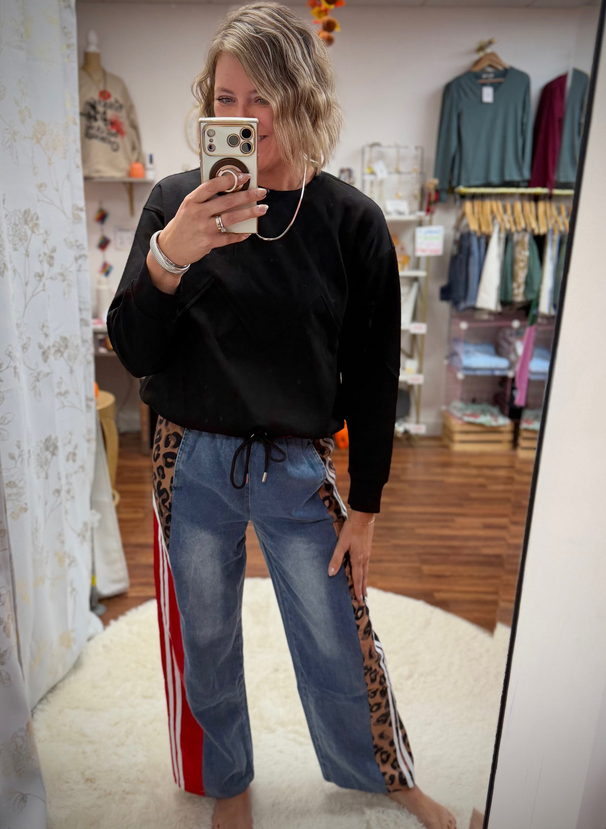 Leopard Side Stripe Jeans