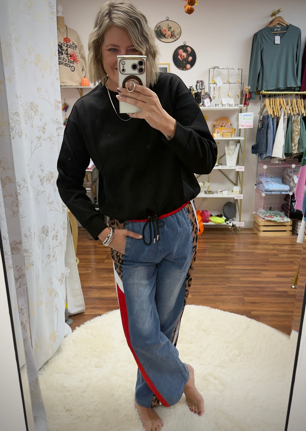 Leopard Side Stripe Jeans