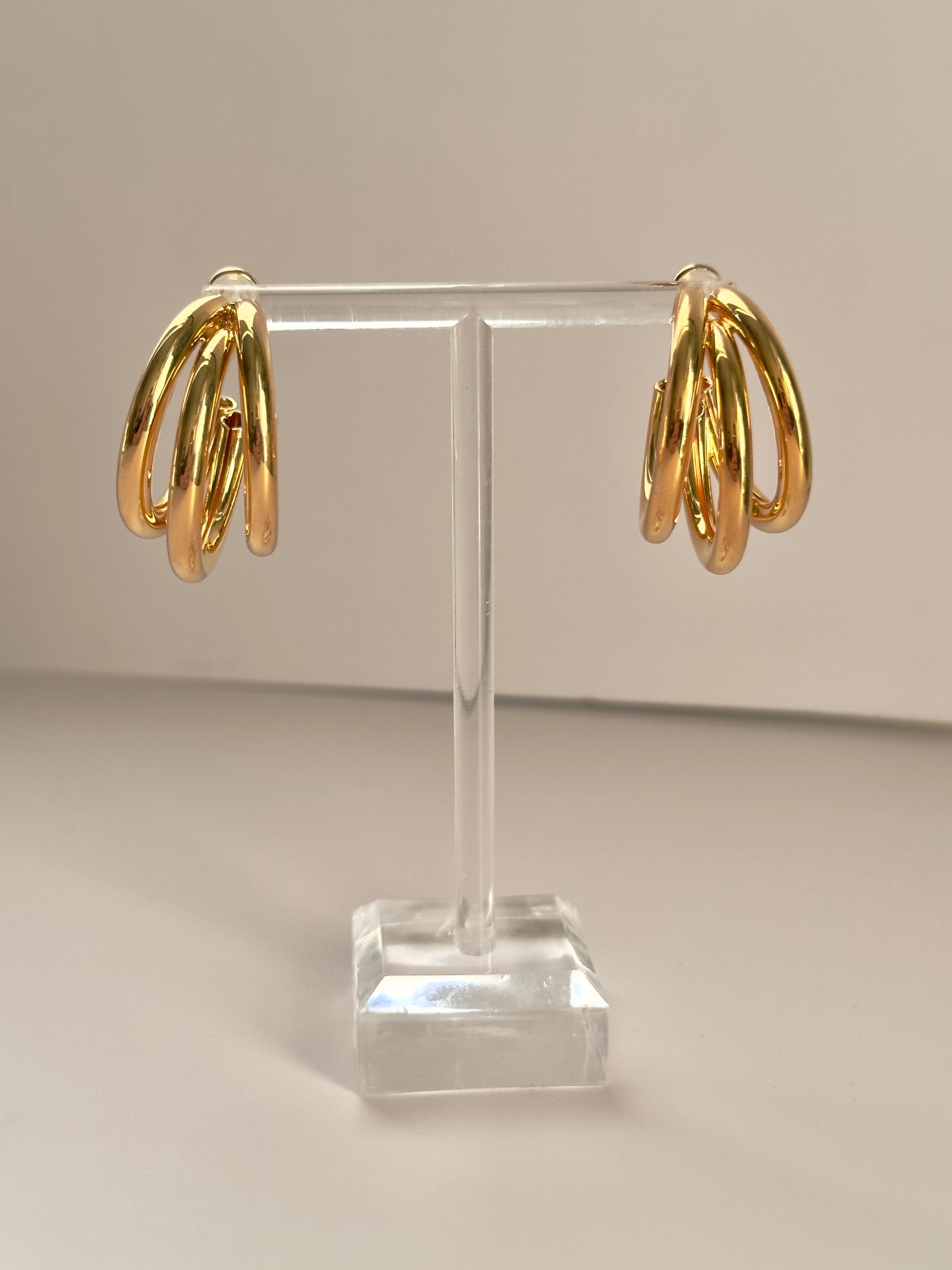 Gold Tri Hoops
