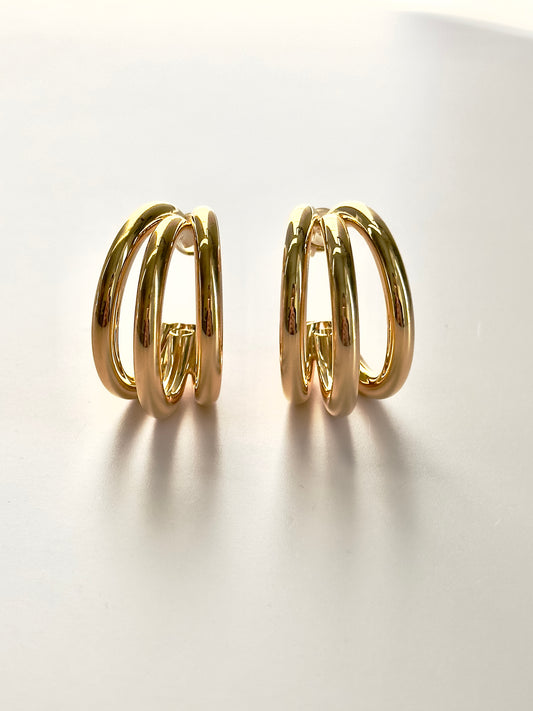 Gold Tri Hoops