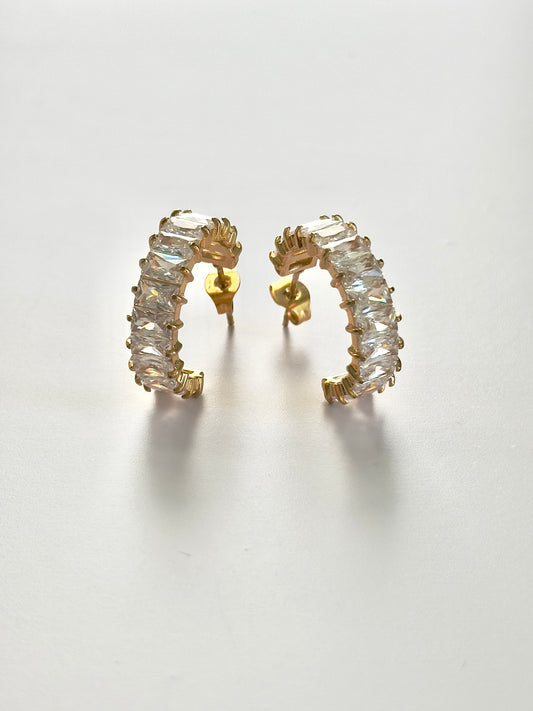 Gold Crystal Shimmer Hoops
